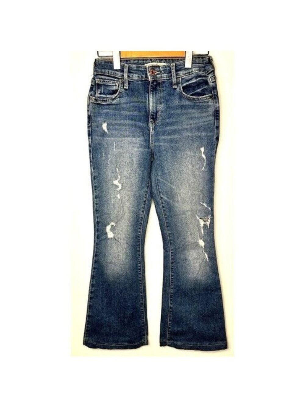 Levi's Womens High Rise Flare Jeans 26x26 Distressed Stretch Medium Wash